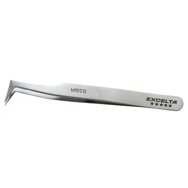 Cobalt Alloy Angled Miniature Tweezer, 5 Stars, 3.13" Long